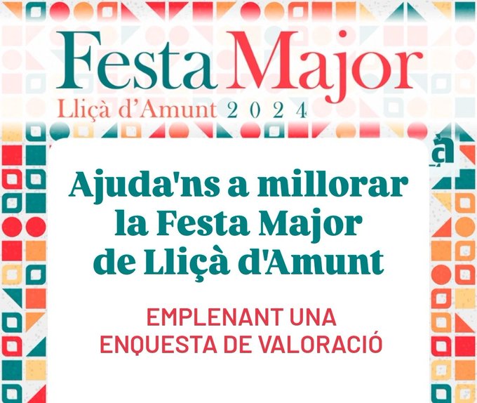 Ja està en marxa l'enquesta de valoració de la Festa Major 2024