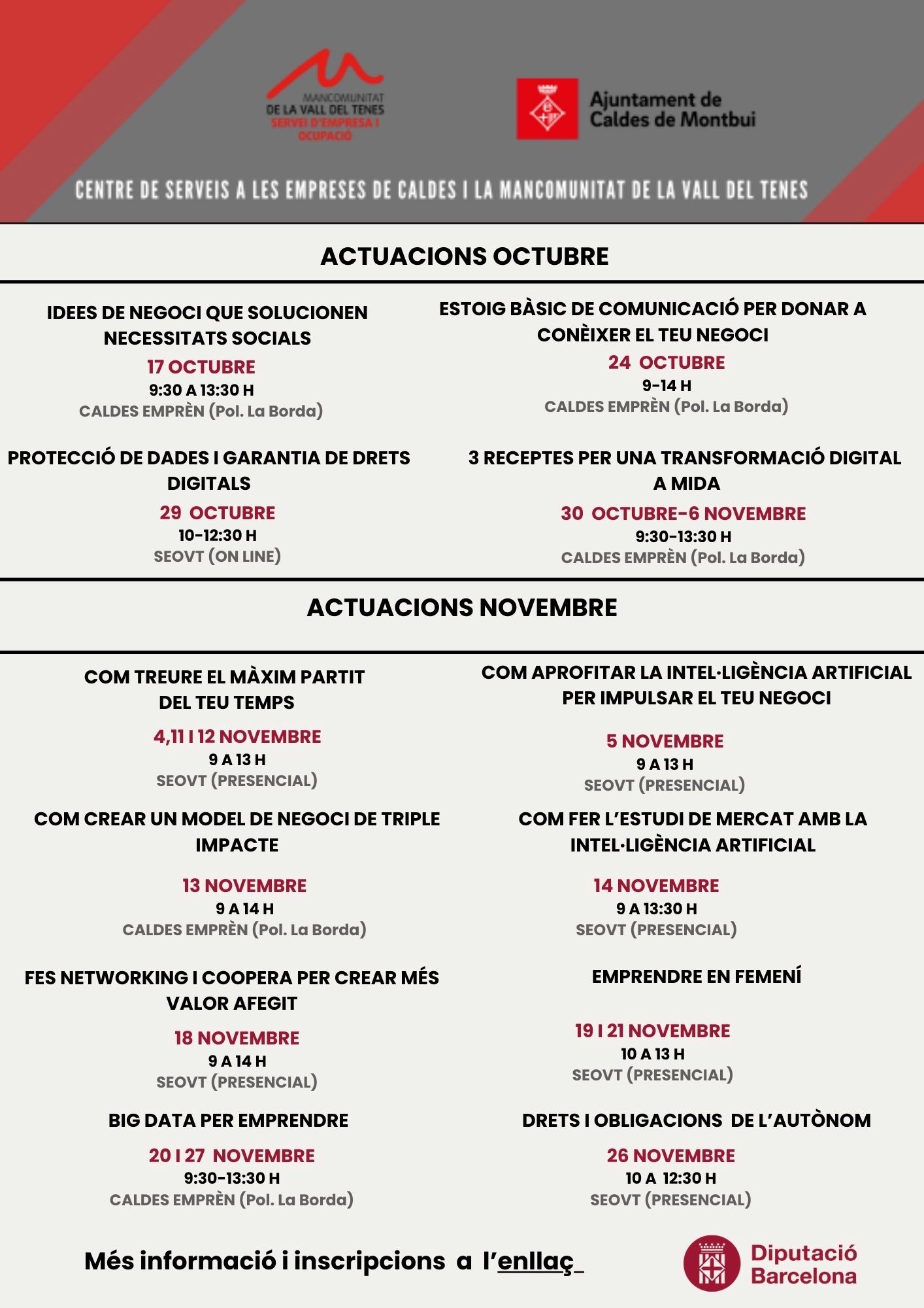 Formació del SEOVT per a empreses i persones emprenedores