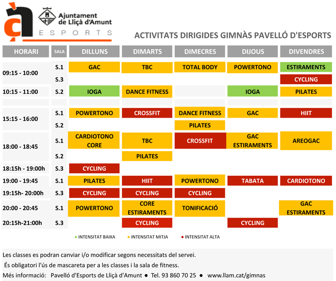 El gimnàs torna al 100% de l'aforament sense cita prèvia