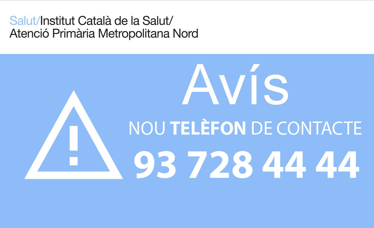 S'habilita un nou número de telèfon per contactar amb el CAP La Cruïlla: 93 728 44 44