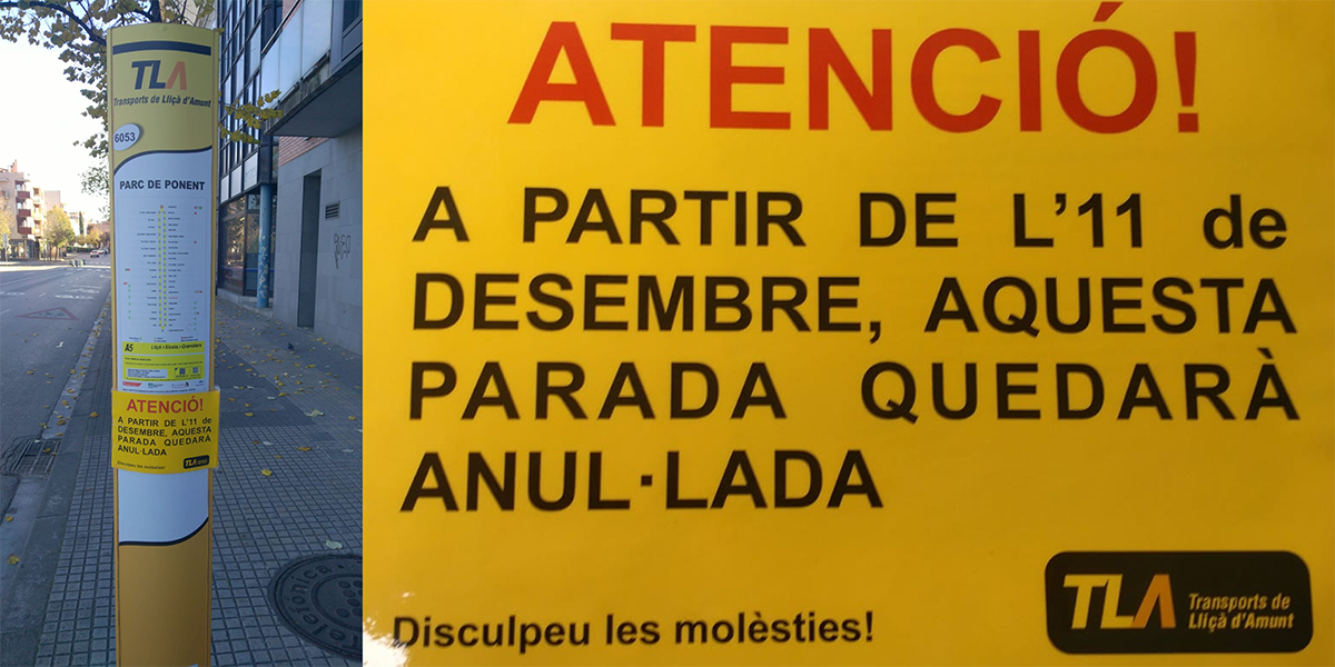 Afectació per obres d'una parada del bus urbà a Granollers